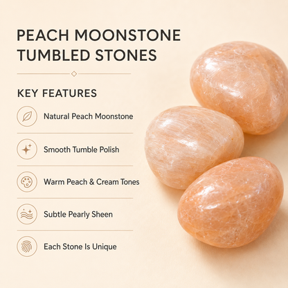 Peach Moonstone Tumbled Crystals (Mastering Fear and Leadership)  DestGlow