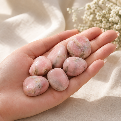 Pink Opal Tumbled Crystals (Mastering Fear and Wisdom)  DestGlow