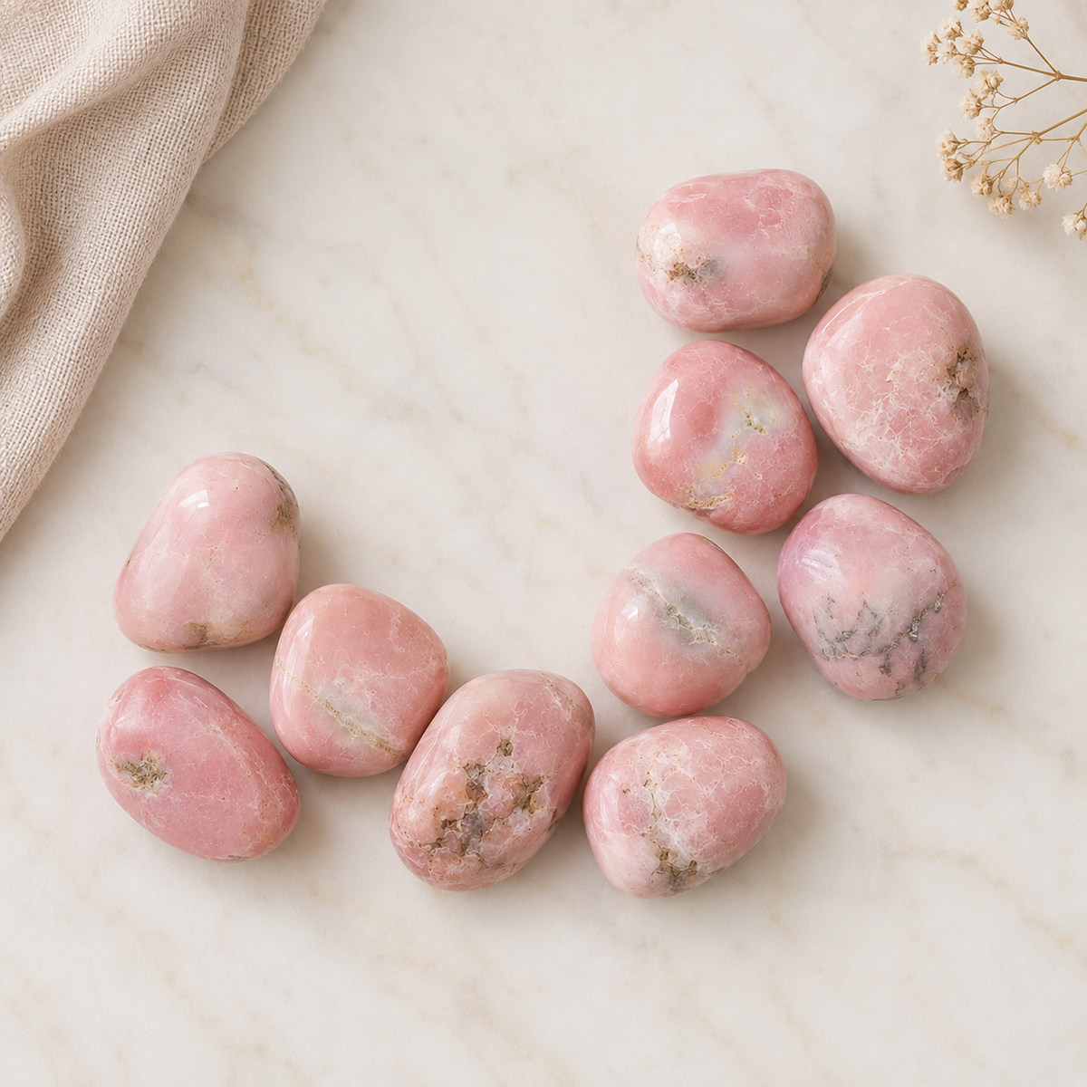 Pink Opal Tumbled Crystals (Mastering Fear and Wisdom)  DestGlow