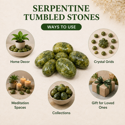 Serpentine Tumbled Crystals (Mastering Fear and Self Discovery)  DestGlow