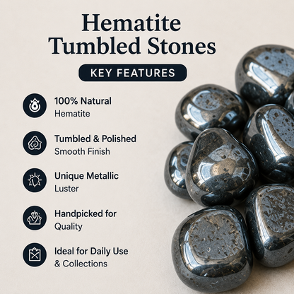 Hematite Tumbled Crystals (Focus and Strength)  DestGlow