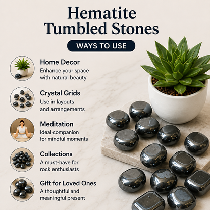 Hematite Tumbled Crystals (Focus and Strength)  DestGlow