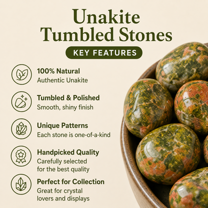Unakite Tumbled Crystals (Self Discovery and Wisdom )  DestGlow
