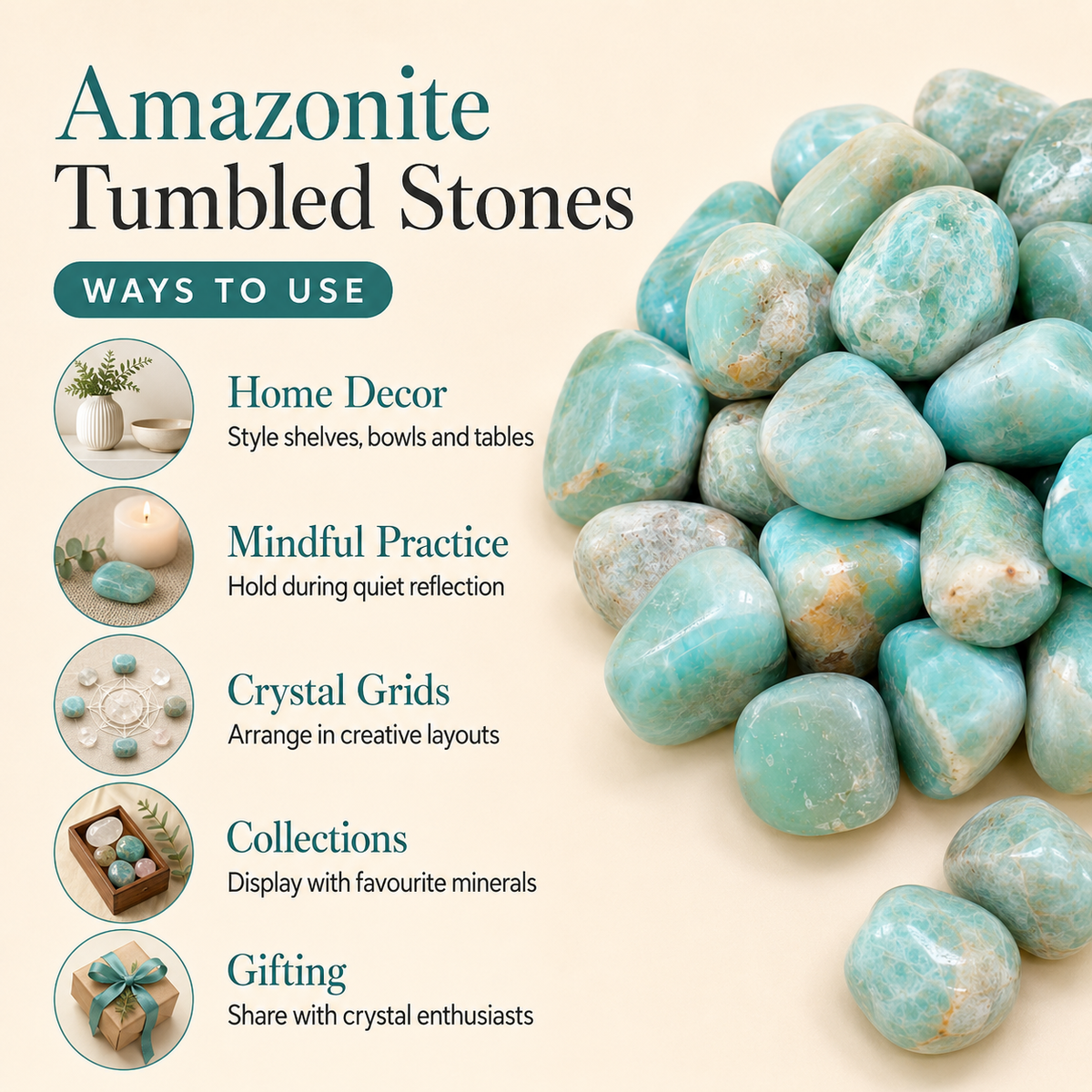 Amazonite Tumbled Crystals(Alignment Of Chakra &amp; Breaking Addictions)  DestGlow