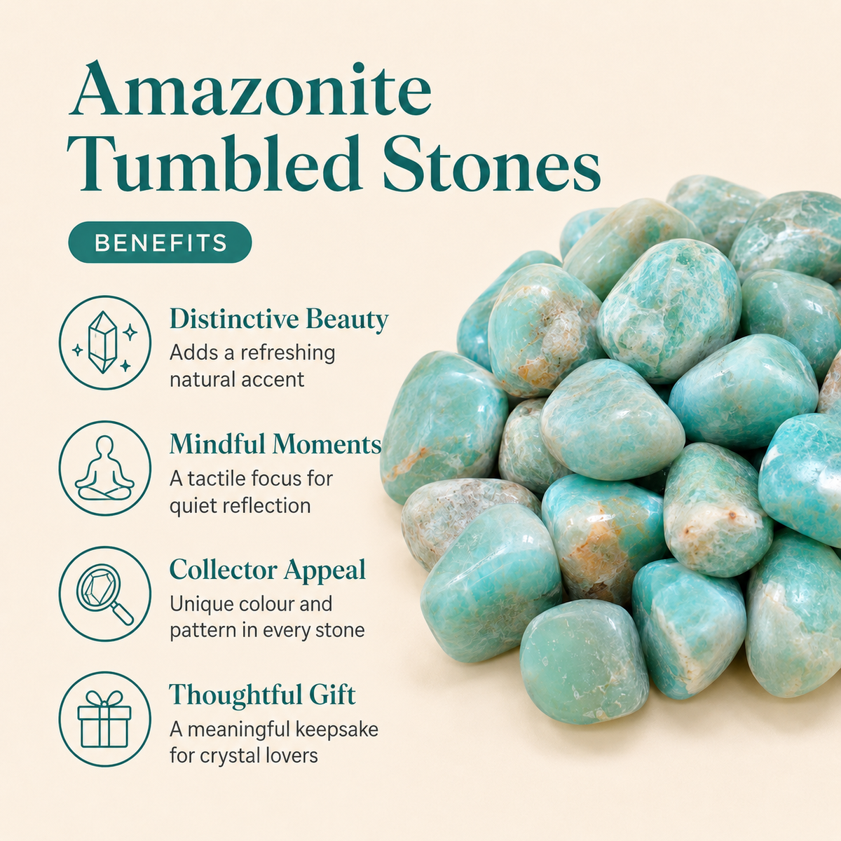 Amazonite Tumbled Crystals(Alignment Of Chakra &amp; Breaking Addictions)  DestGlow