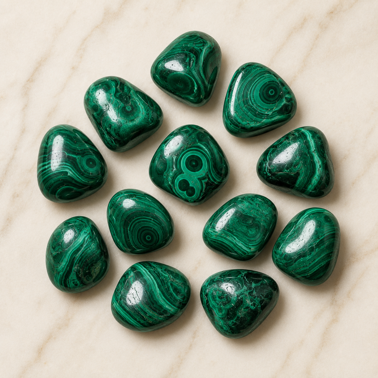 Malachite Tumbled Crystals (Leadership and Travel)  DestGlow