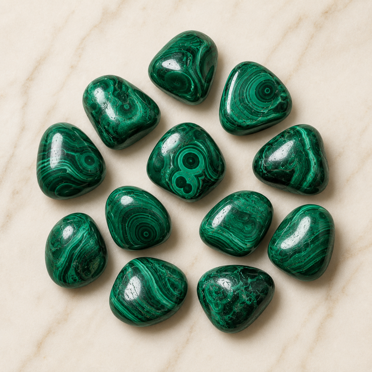 Malachite Tumbled Crystals (Leadership and Travel)  DestGlow