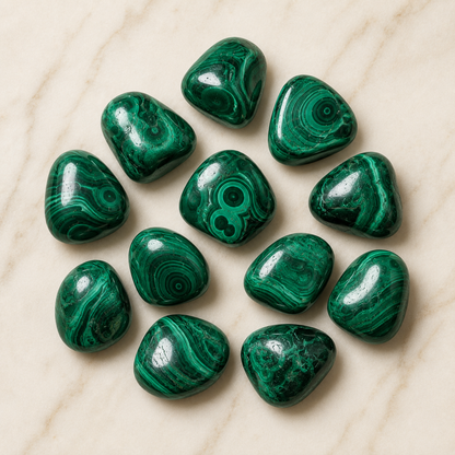 Malachite Tumbled Crystals (Leadership and Travel)  DestGlow