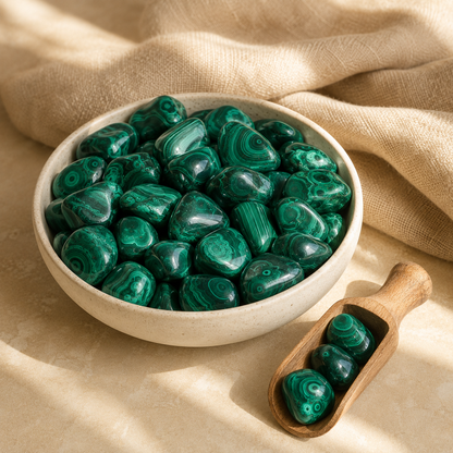 Malachite Tumbled Crystals (Leadership and Travel)  DestGlow