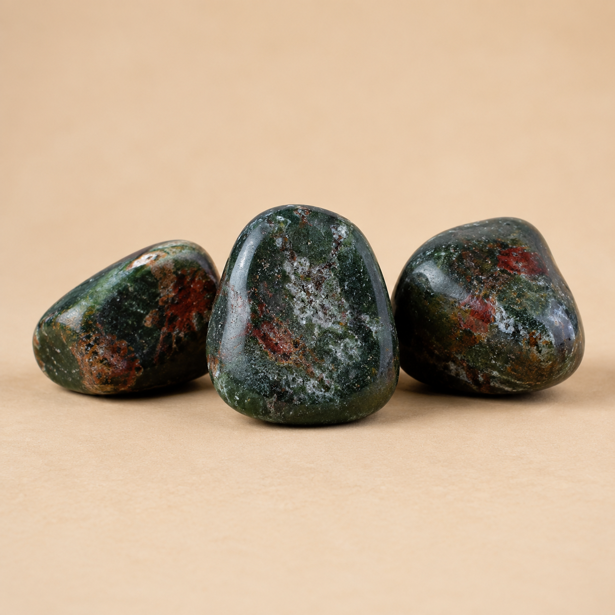 African Bloodstone Tumbled Crystals (Abundance of wealth and Protection)  DestGlow