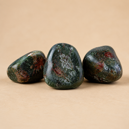 African Bloodstone Tumbled Crystals (Abundance of wealth and Protection)  DestGlow