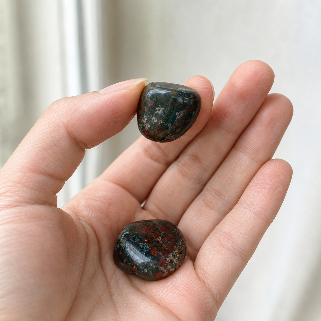 African Bloodstone Tumbled Crystals (Abundance of wealth and Protection)