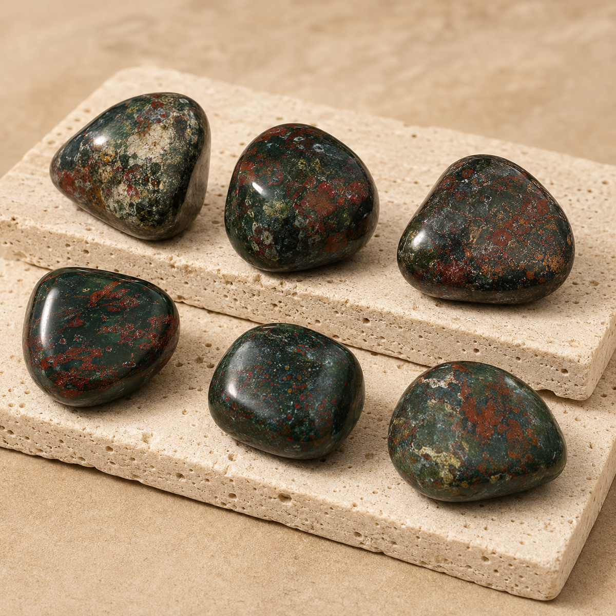 African Bloodstone Tumbled Crystals (Abundance of wealth and Protection)