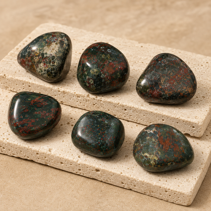 African Bloodstone Tumbled Crystals (Abundance of wealth and Protection)
