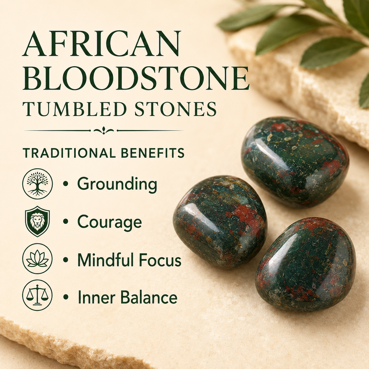 African Bloodstone Tumbled Crystals (Abundance of wealth and Protection)