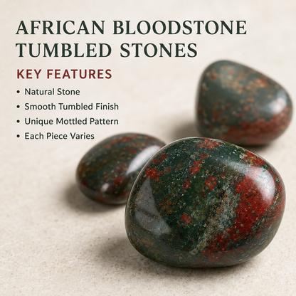 African Bloodstone Tumbled Crystals (Abundance of wealth and Protection)  DestGlow