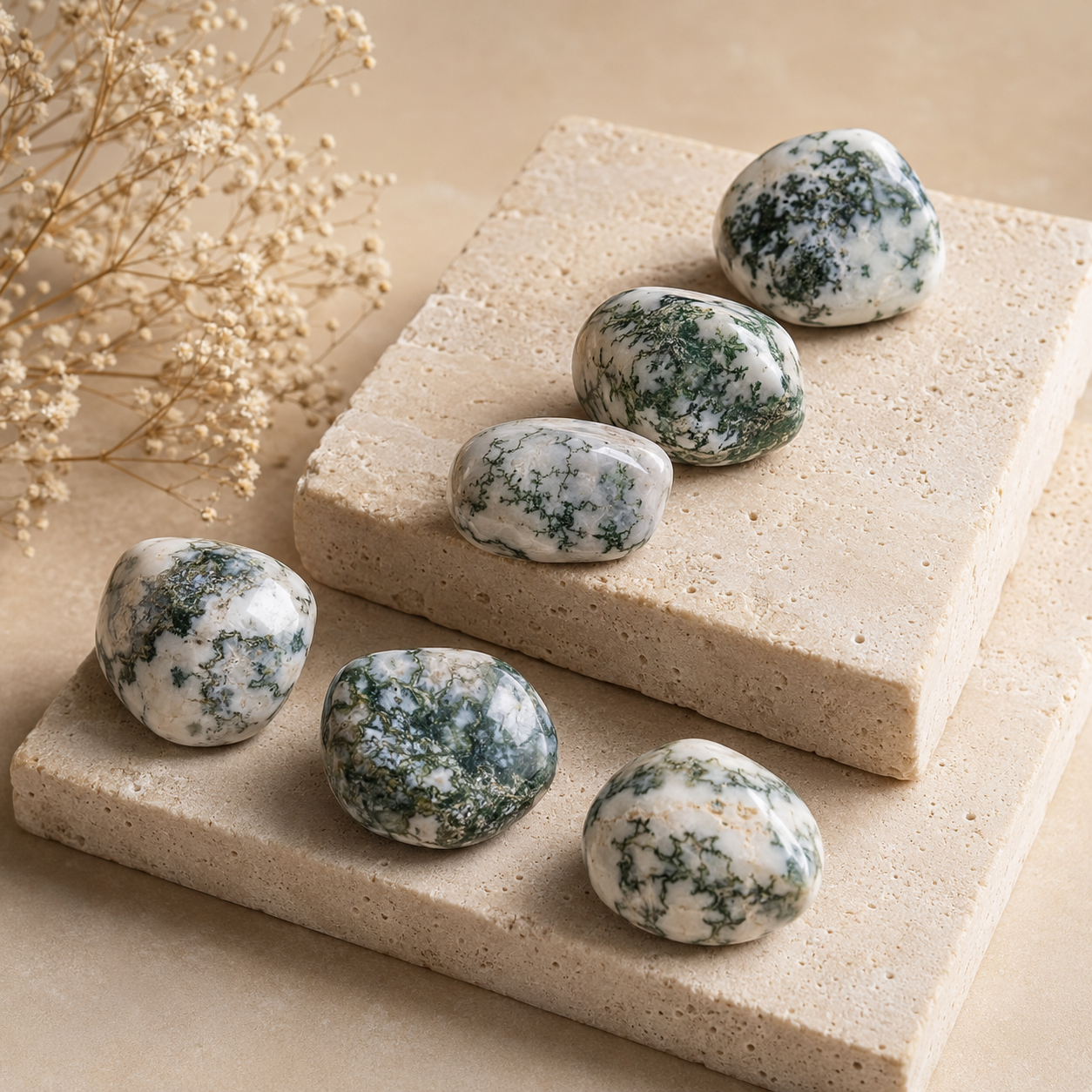 Tree Agate Tumbled Crystals (Knowledge and Trust)  DestGlow