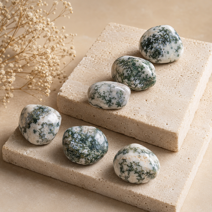 Tree Agate Tumbled Crystals (Knowledge and Trust)  DestGlow