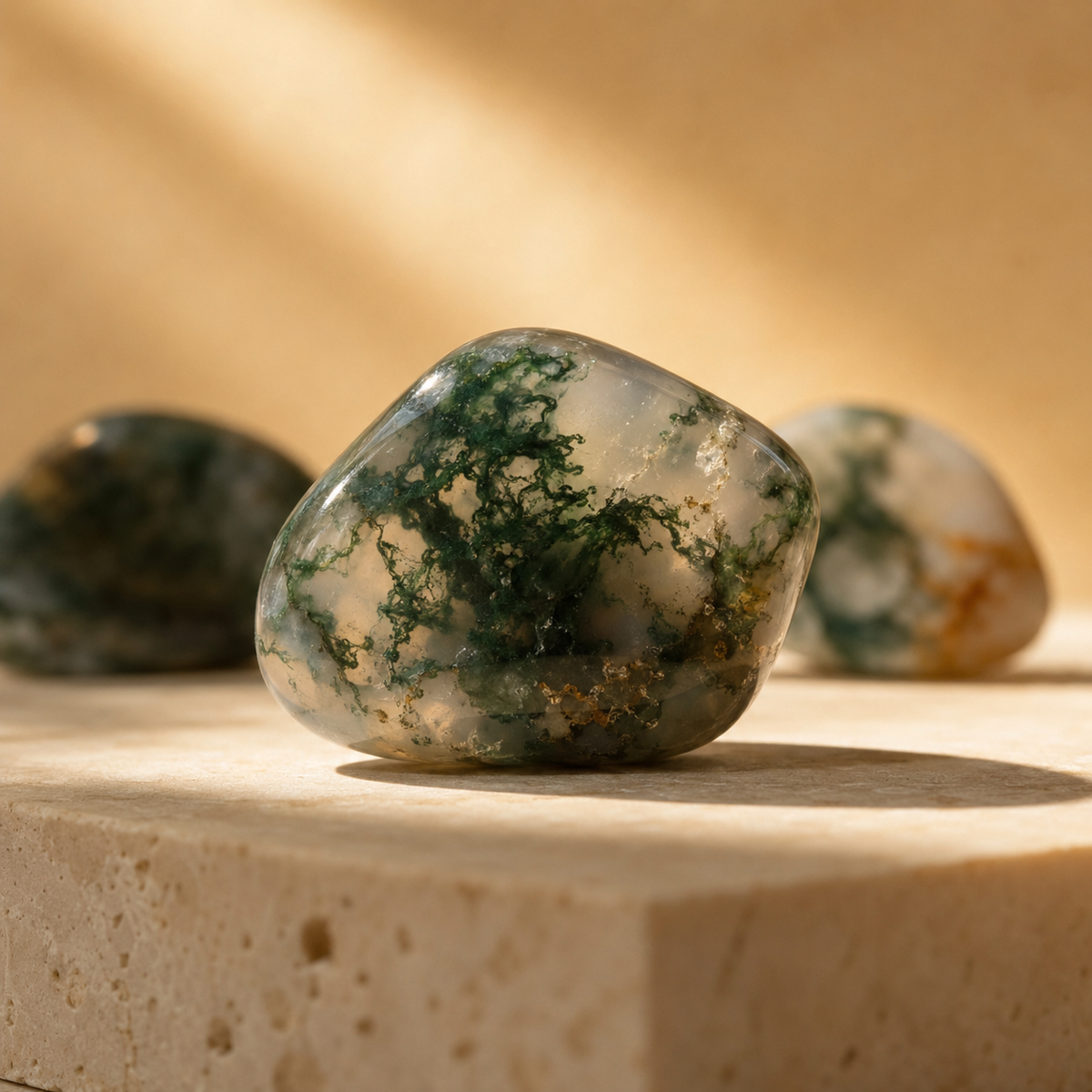 Moss Agate Tumbled Crystals (Generosity and Resolution)