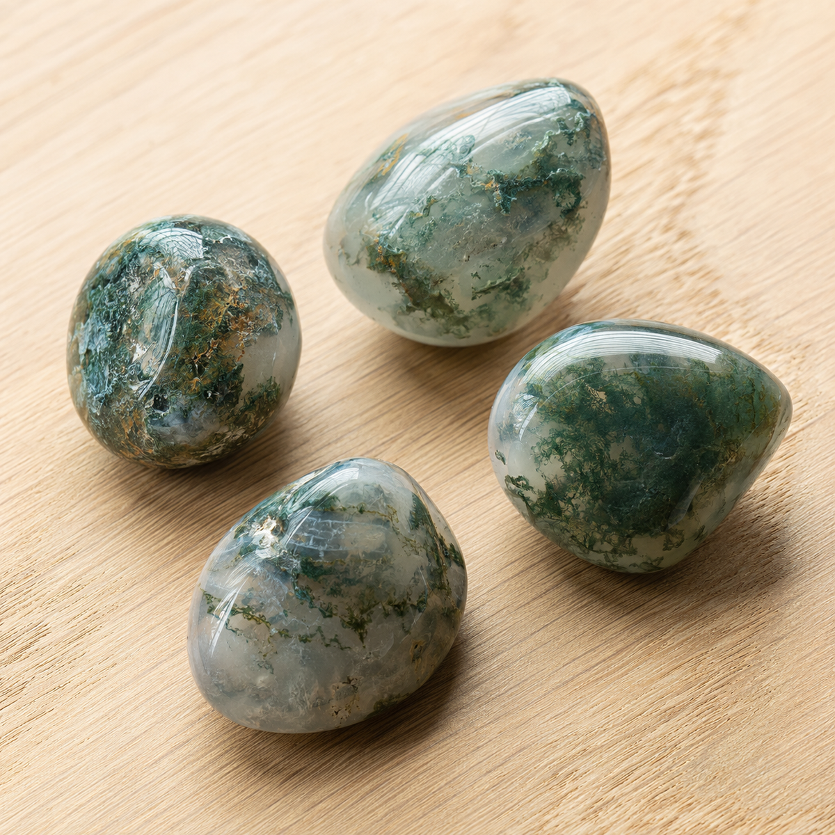 Moss Agate Tumbled Crystals (Generosity and Resolution)