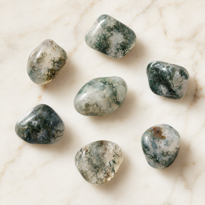 Moss Agate Tumbled Crystals (Generosity and Resolution)