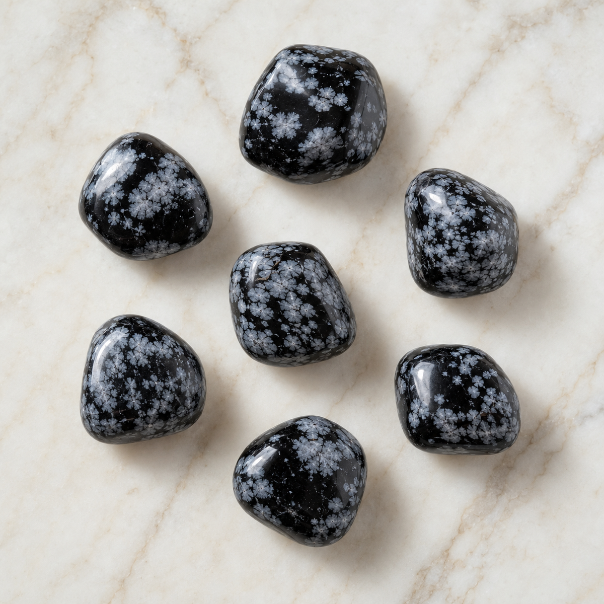 Snowflake Obsidian Tumbled Crystals (Alignment With The Higher Self and Channeling)  DestGlow