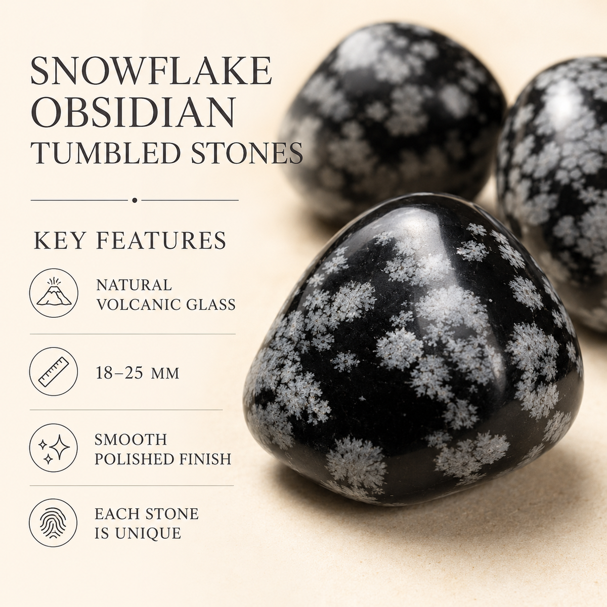 Snowflake Obsidian Tumbled Crystals (Alignment With The Higher Self and Channeling)  DestGlow