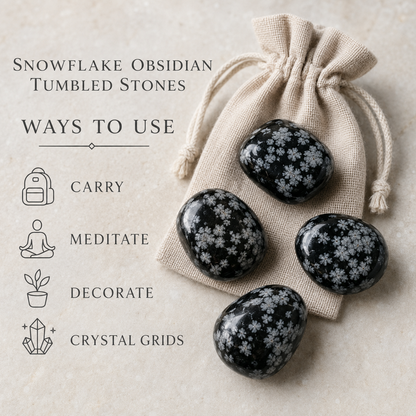 Snowflake Obsidian Tumbled Crystals (Alignment With The Higher Self and Channeling)  DestGlow