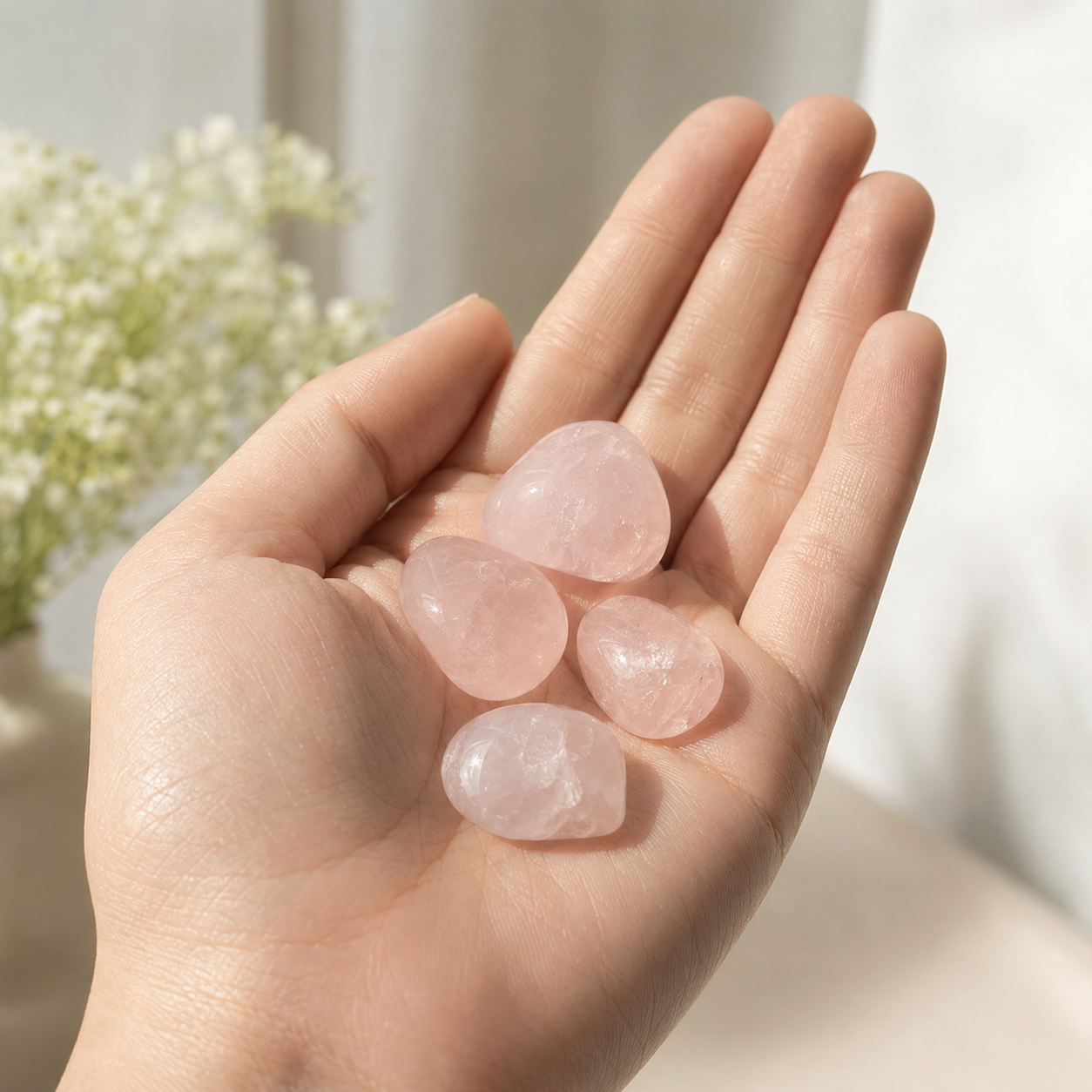 Rose Quartz Tumbled Crystals (Anxiety Relief and Relaxation)  DestGlow