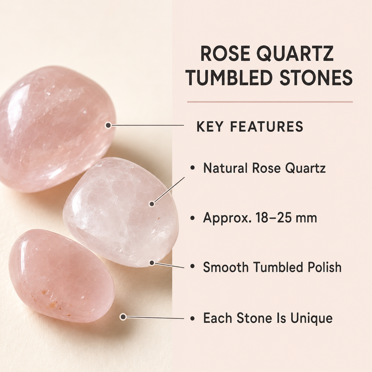 Rose Quartz Tumbled Crystals (Anxiety Relief and Relaxation)  DestGlow