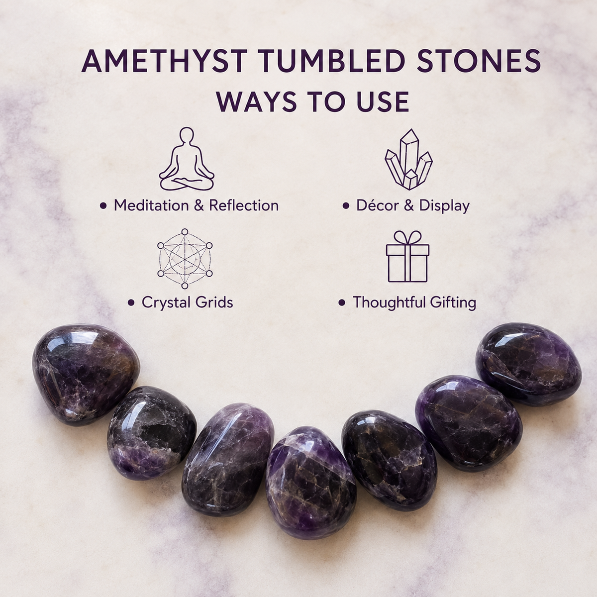 Amethyst Tumbled Crystals (Trust and Grace)  DestGlow