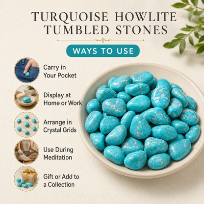 Turquoise Howlite Tumbled Crystals(Promotes Self-Realisation and Assists Creative Problem Solving)  DestGlow