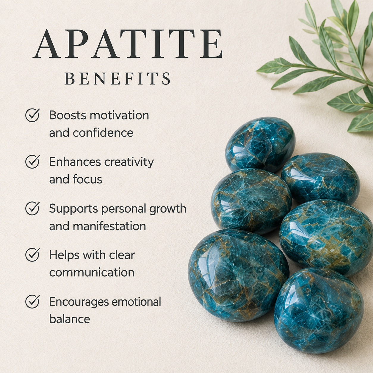 Apatite Tumbled Crystals (Psychic Abilities and Strength)  DestGlow