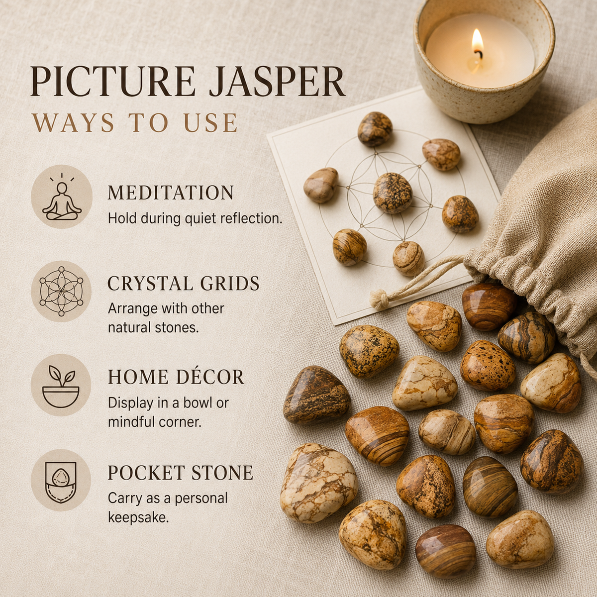 Picture Jasper Tumbled Crystals (Harmony and Visualization)  DestGlow