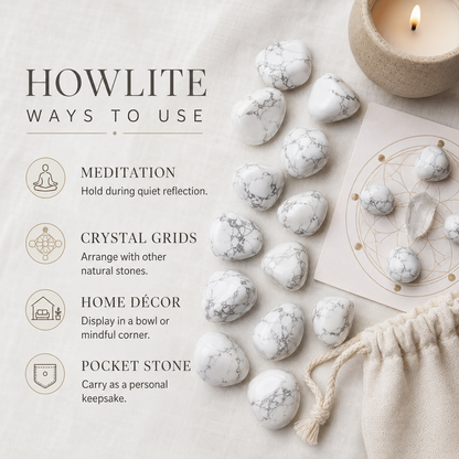 Howlite Tumbled Crystals (Insight and Inspiration)  DestGlow