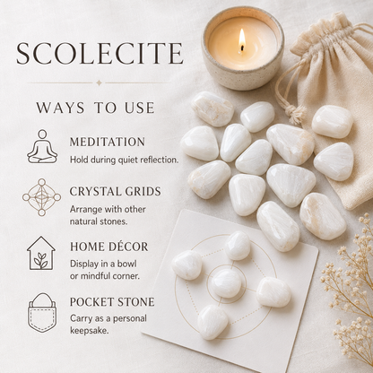 Scolecite Tumbled Crystals (Expanded Awareness and Intuition)  DestGlow