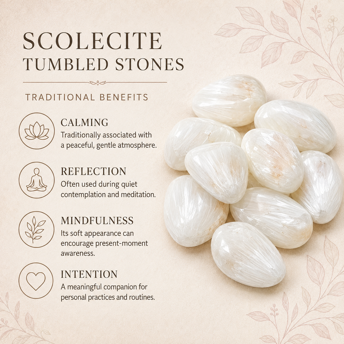 Scolecite Tumbled Crystals (Expanded Awareness and Intuition)  DestGlow