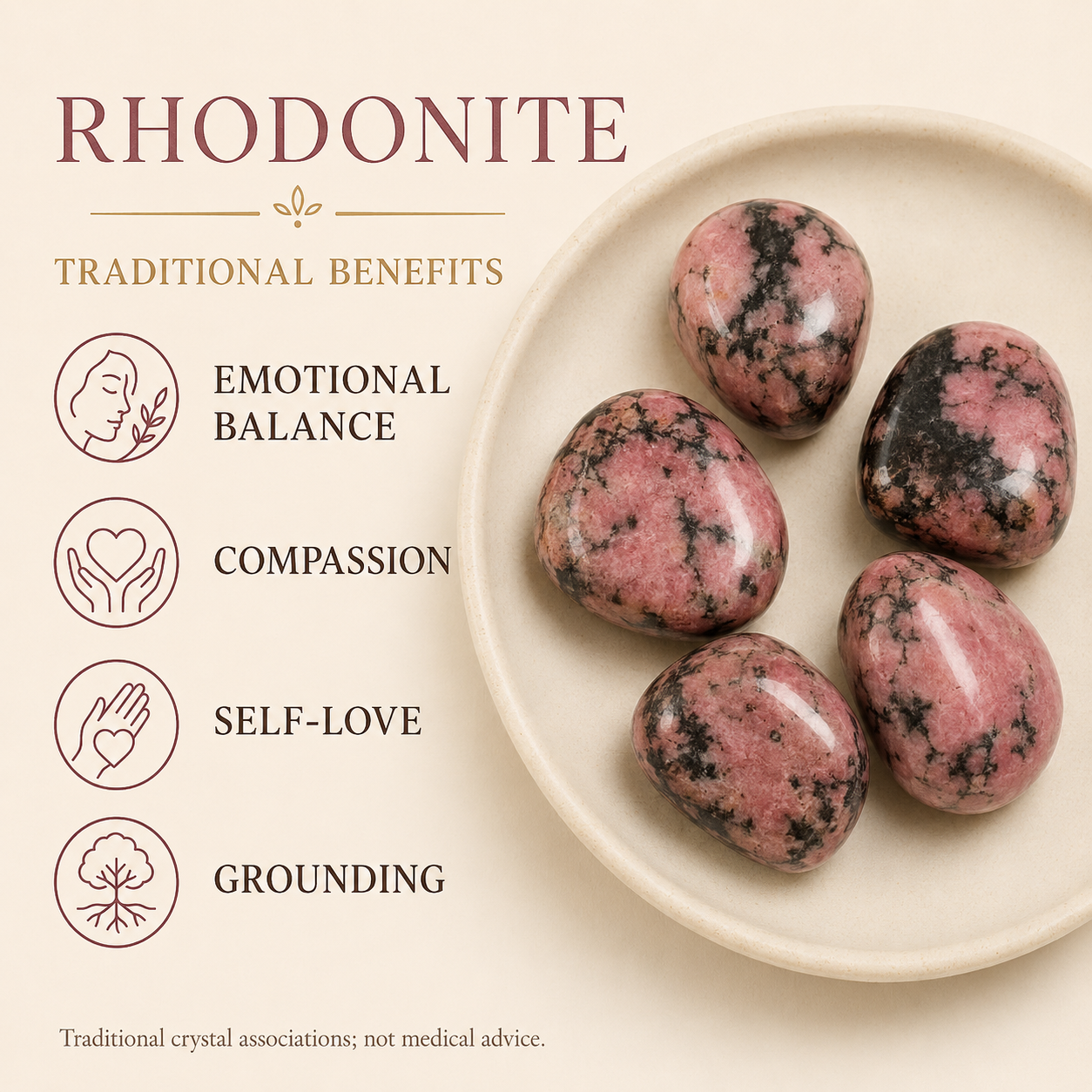 Rhodonite Tumbled Crystals (Spirit and Wisdom)  DestGlow