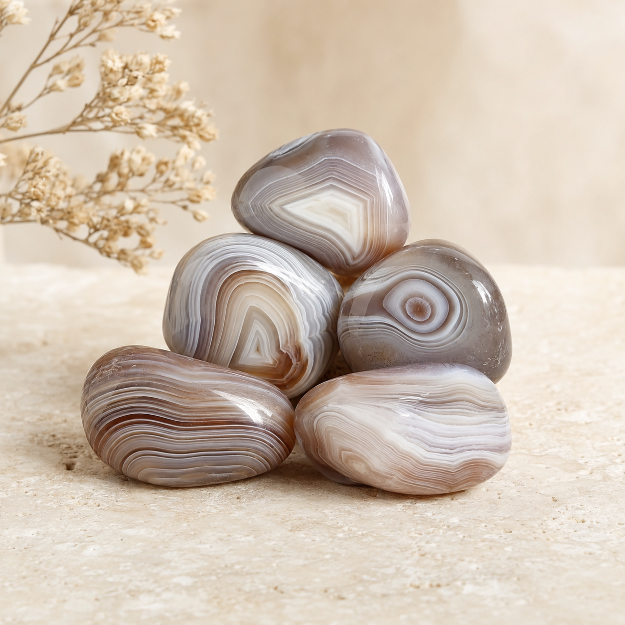 Botswana Agate Tumbled Crystals (Transformation and Angelic Communication)  DestGlow