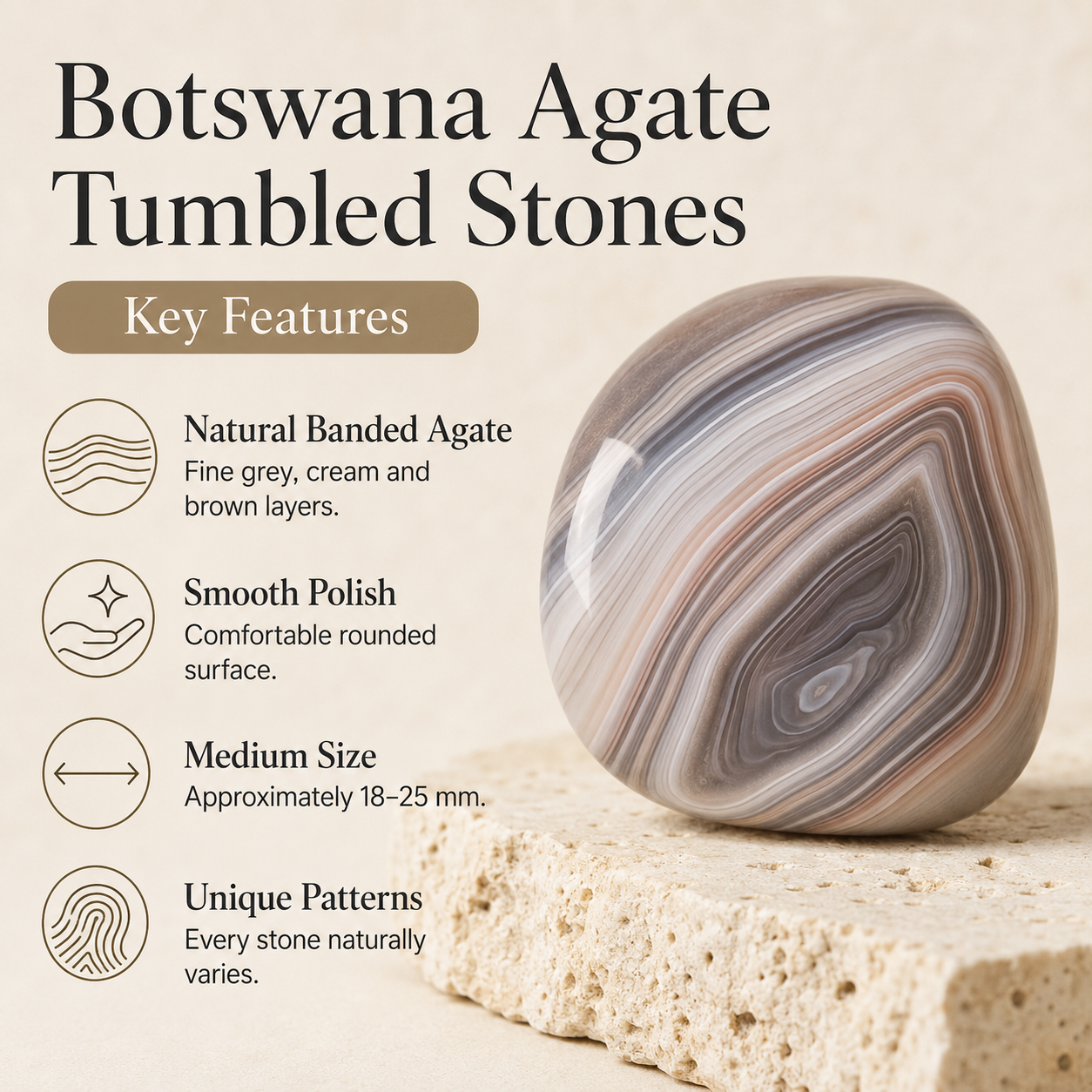Botswana Agate Tumbled Crystals (Transformation and Angelic Communication)