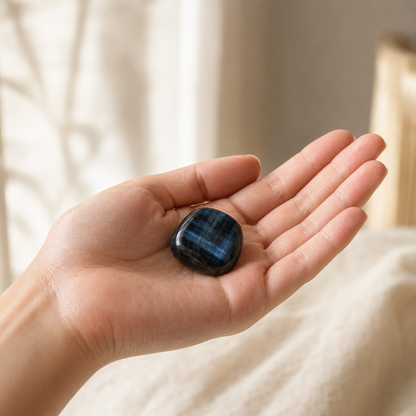 Blue Tiger Eye Tumbled Crystals (Alignment With The Higher Self and Unity Of Heart)  DestGlow