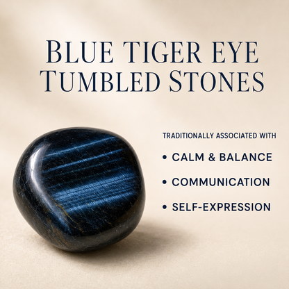 Blue Tiger Eye Tumbled Crystals (Alignment With The Higher Self and Unity Of Heart)  DestGlow