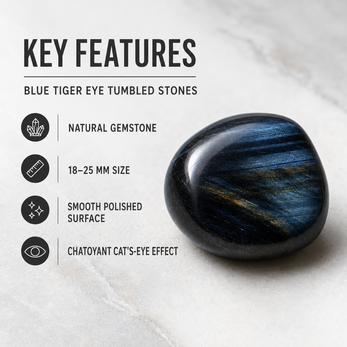 Blue Tiger Eye Tumbled Crystals (Alignment With The Higher Self and Unity Of Heart)  DestGlow