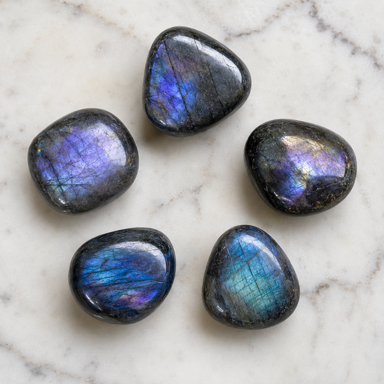 Aura Quartz Labradorite Tumbled Crystals (Higher Self and Interdimensional)  DestGlow