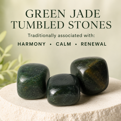 Green Jade Tumbled Crystals (Wisdom and Balance)  DestGlow