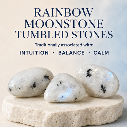 Rainbow Moonstone Tumbled Crystals For Psychic Abilities and Angelic Communication  DestGlow