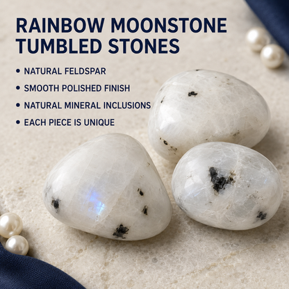 Rainbow Moonstone Tumbled Crystals For Psychic Abilities and Angelic Communication  DestGlow