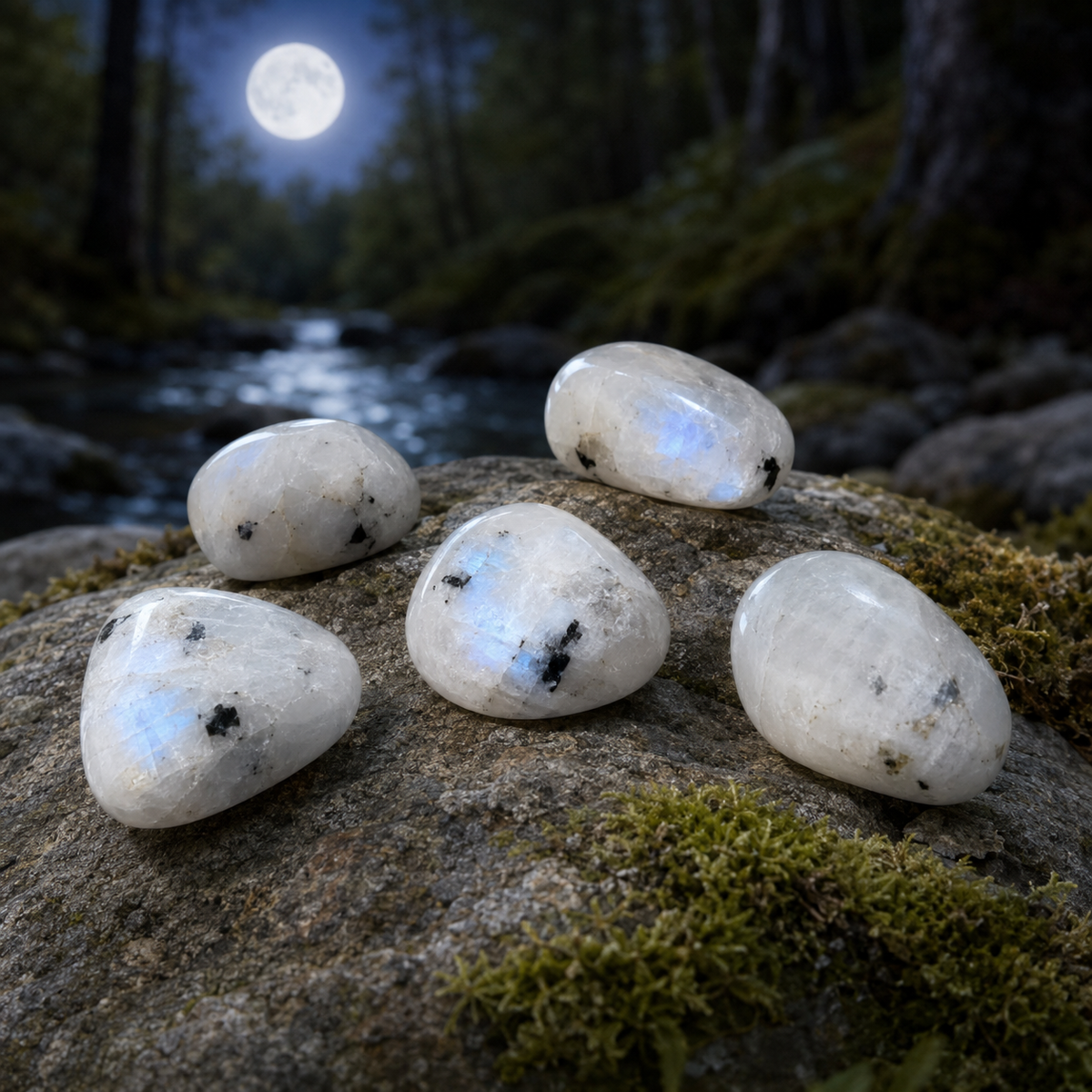 Rainbow Moonstone Tumbled Crystals For Psychic Abilities and Angelic Communication  DestGlow