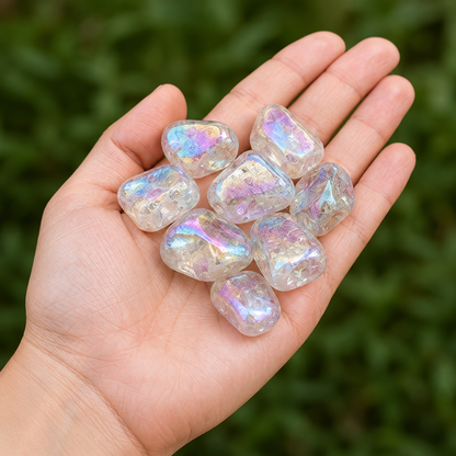 Aura Quartz Rainbow Tumbled Crystals (Energy Transfer and Past Life Recall)  DestGlow