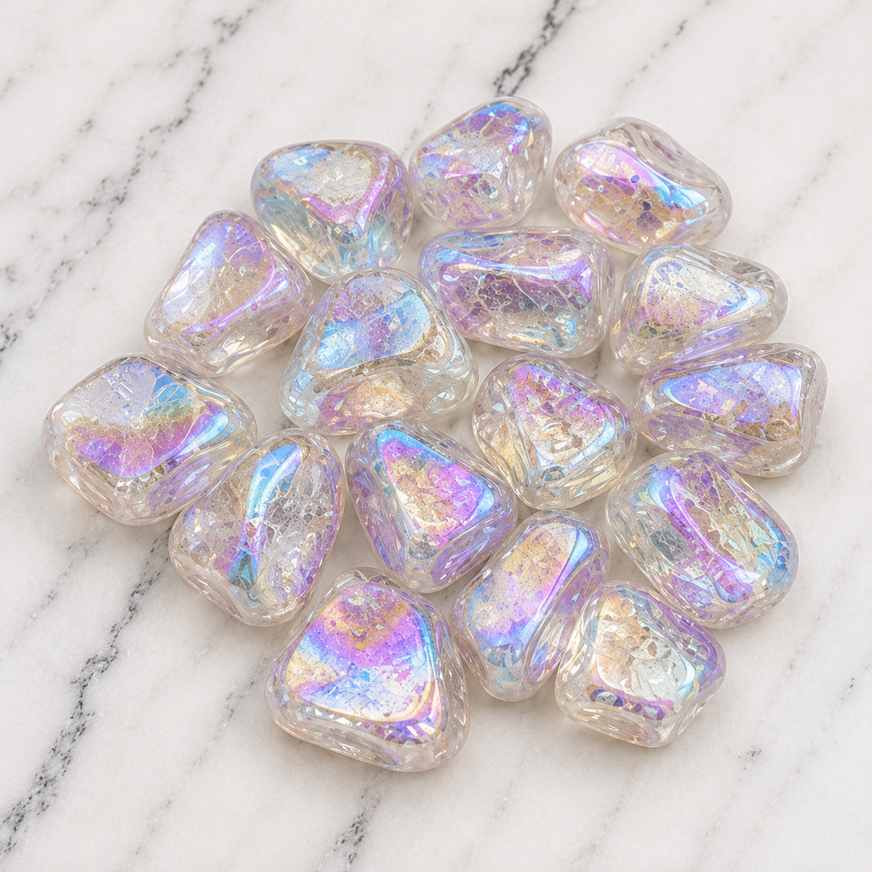 Aura Quartz Rainbow Tumbled Crystals (Energy Transfer and Past Life Recall)